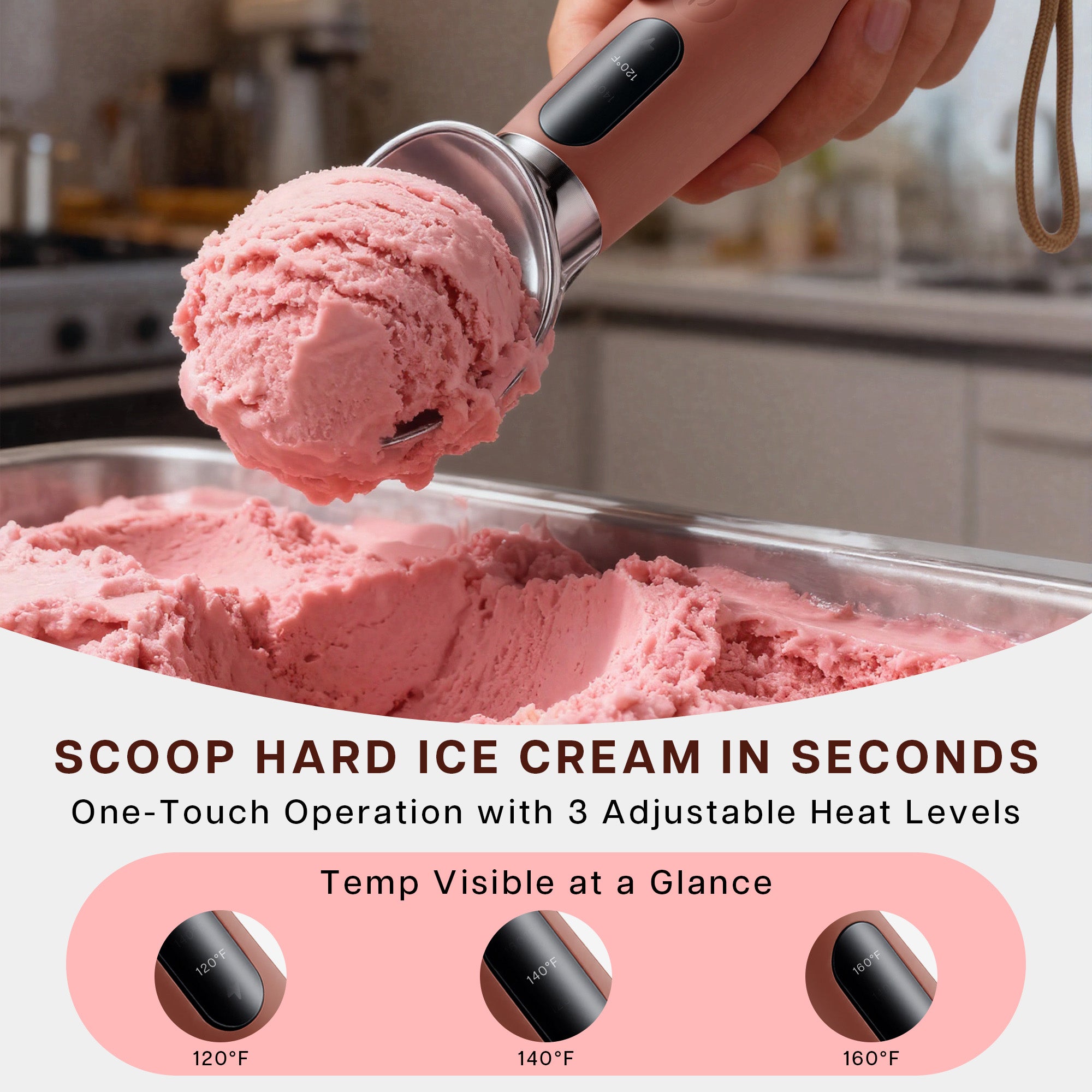 VRAIKO Heated Ice Cream Scoop (BROWN)