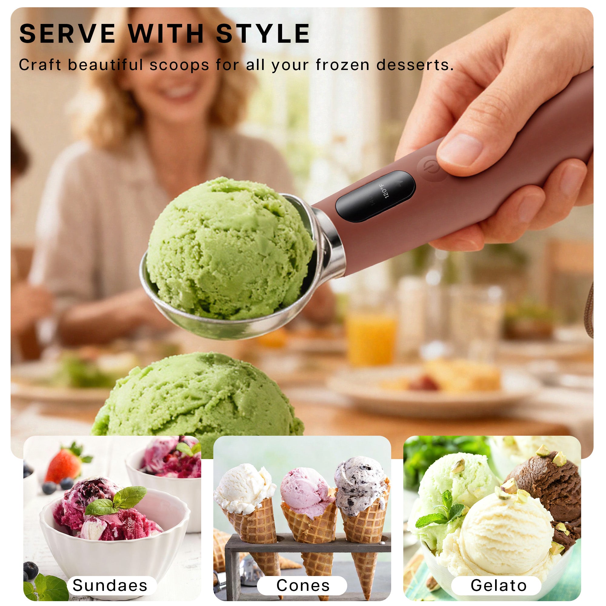 VRAIKO Heated Ice Cream Scoop (BROWN)