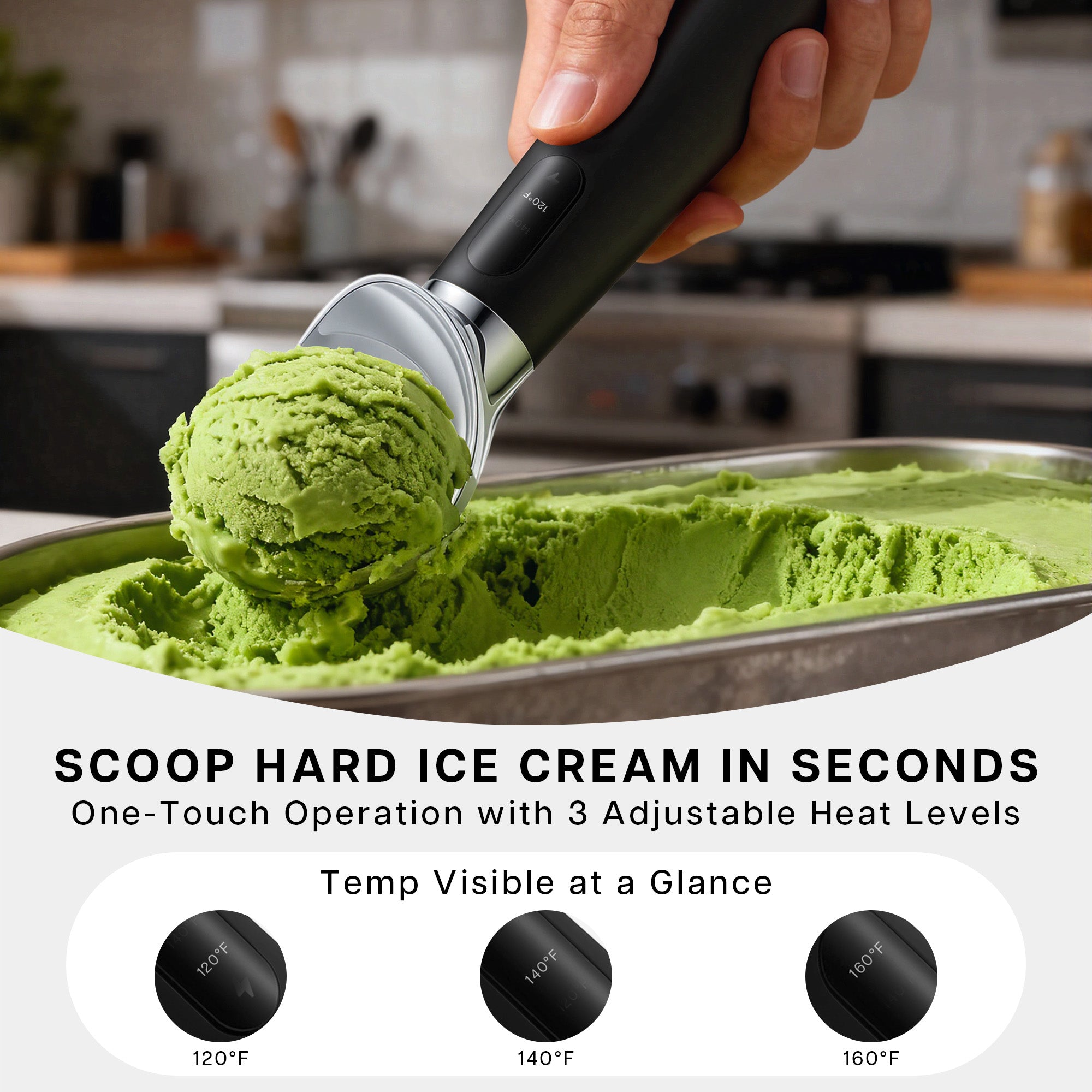 VRAIKO Heated Ice Cream Scoop (Black)