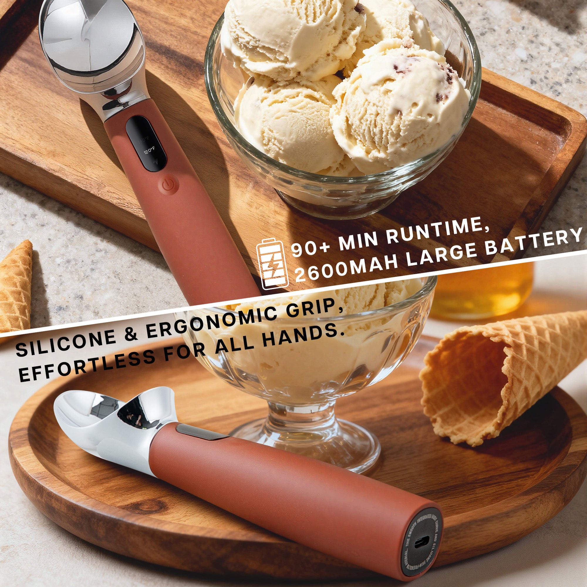 VRAIKO Heated Ice Cream Scoop (BROWN)