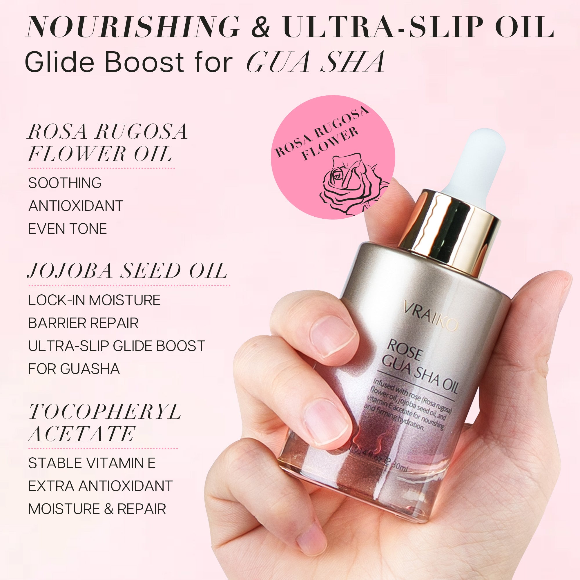 Rosa Rugosa & Jojoba Gua Sha Face Oil Serum