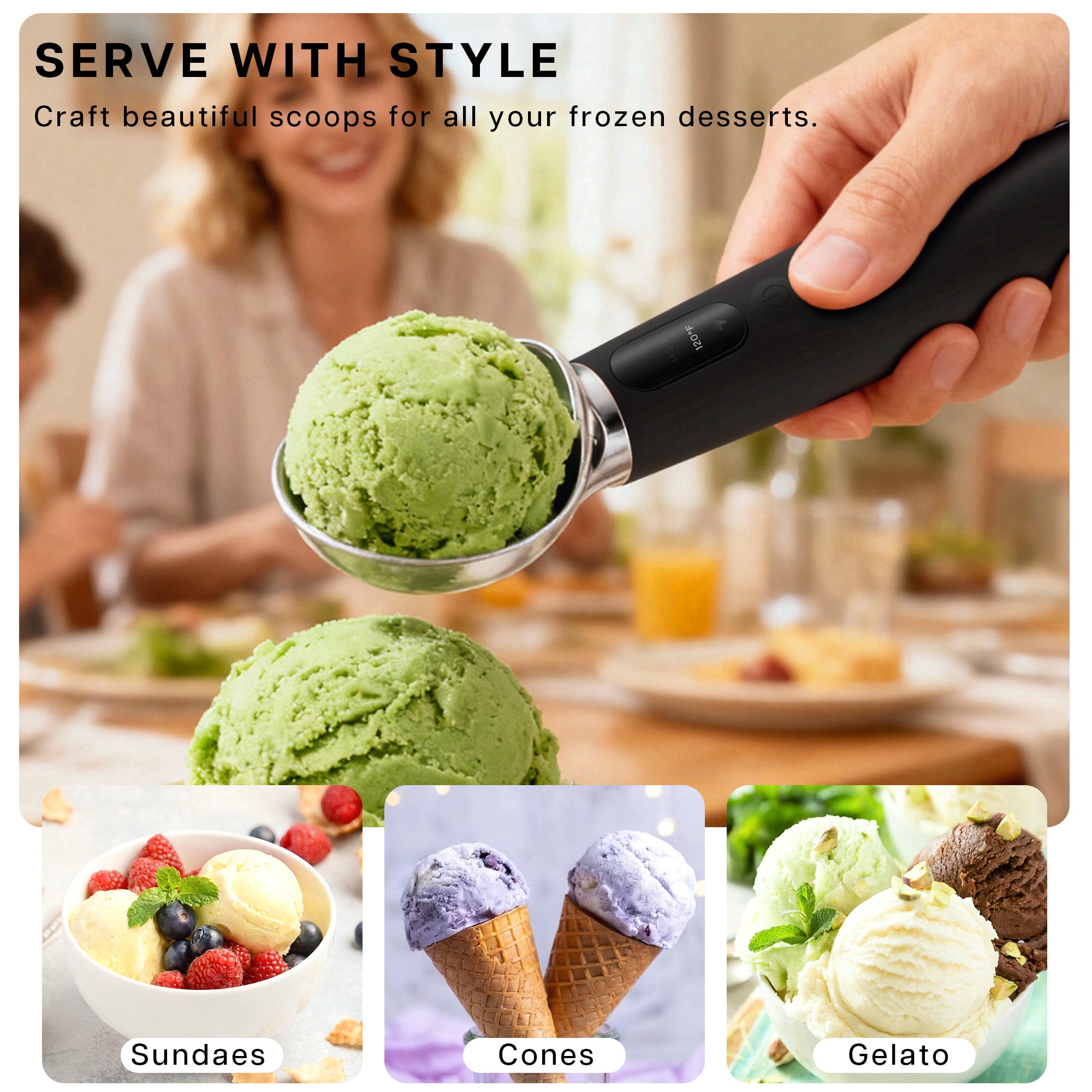 VRAIKO Heated Ice Cream Scoop (Black)